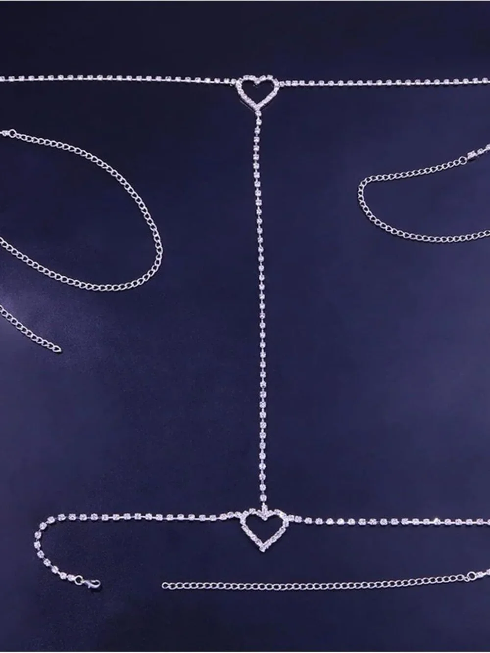 Rhinestone Heart Leg Chain Rhinestone Thigh Silver Crystal Leg Chain Waist Chain
